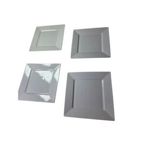 THRESHOLD All White Porcelain Square Border 8" Salad Plates Set of 4